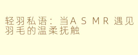 轻羽私语：当ASMR遇见羽毛的温柔抚触