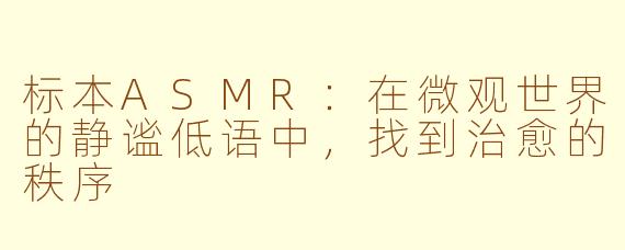 标本ASMR：在微观世界的静谧低语中，找到治愈的秩序