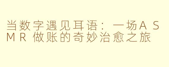 当数字遇见耳语:一场ASMR做账的奇妙治愈之旅