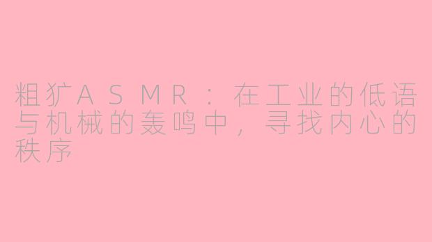 粗犷ASMR：在工业的低语与机械的轰鸣中，寻找内心的秩序