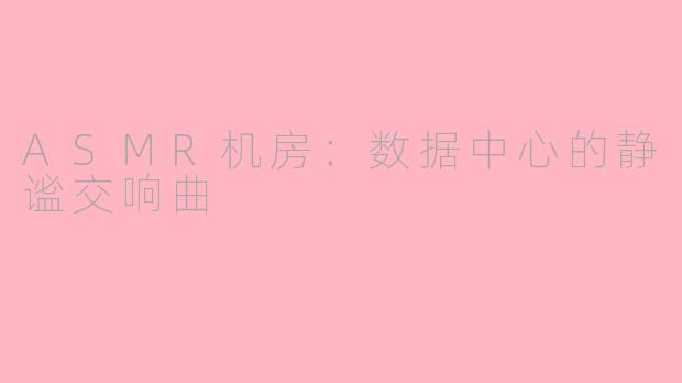 ASMR机房：数据中心的静谧交响曲