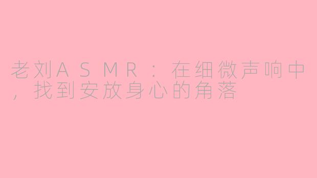 老刘ASMR：在细微声响中，找到安放身心的角落