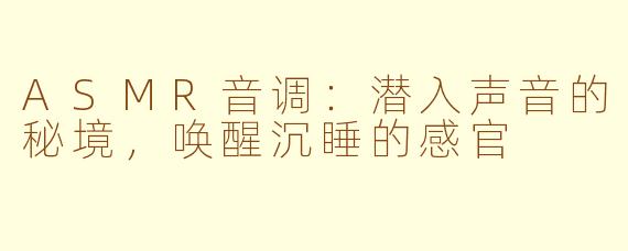ASMR音调：潜入声音的秘境，唤醒沉睡的感官