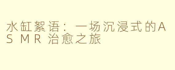 水缸絮语：一场沉浸式的ASMR治愈之旅
