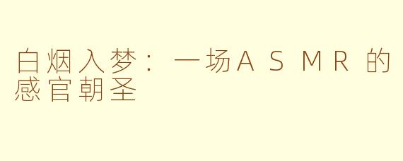 白烟入梦：一场ASMR的感官朝圣