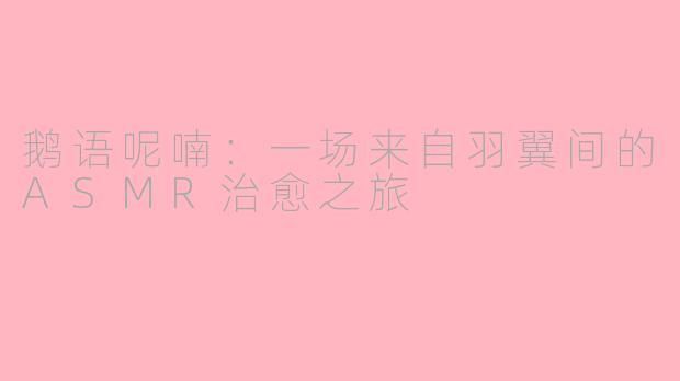 鹅语呢喃：一场来自羽翼间的ASMR治愈之旅