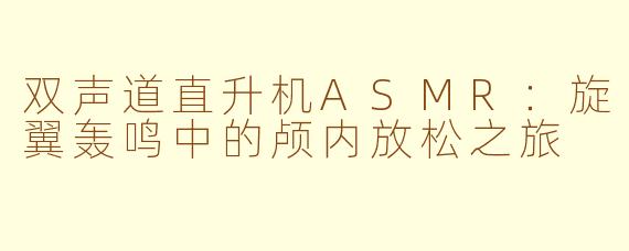 双声道直升机ASMR：旋翼轰鸣中的颅内放松之旅