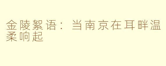金陵絮语：当南京在耳畔温柔响起