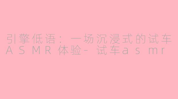 引擎低语：一场沉浸式的试车ASMR体验-试车asmr
