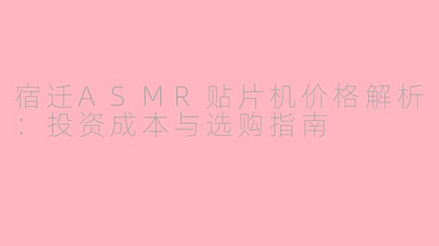 宿迁ASMR贴片机价格解析：投资成本与选购指南