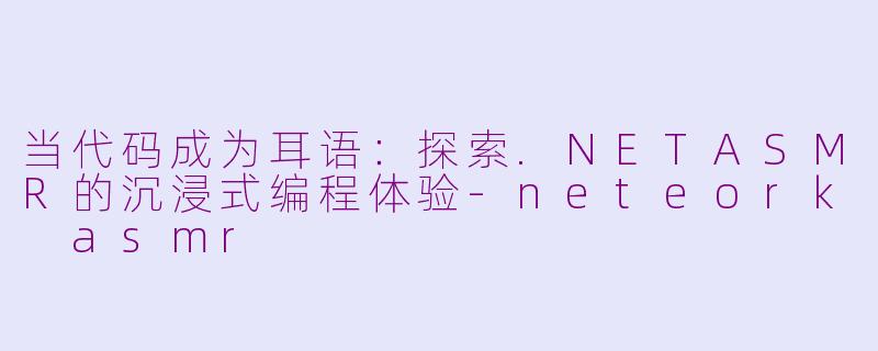 当代码成为耳语：探索.NETASMR的沉浸式编程体验-neteork asmr
