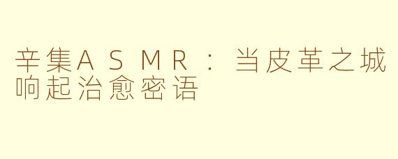 辛集ASMR:当皮革之城响起治愈密语