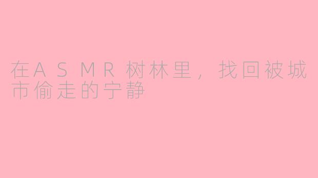 在ASMR树林里,找回被城市偷走的宁静