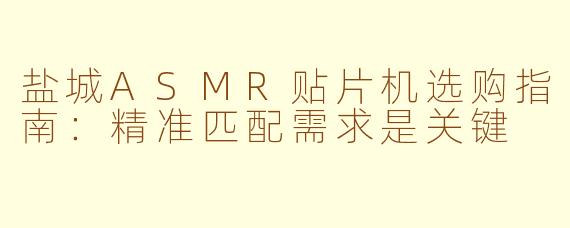 盐城ASMR贴片机选购指南：精准匹配需求是关键