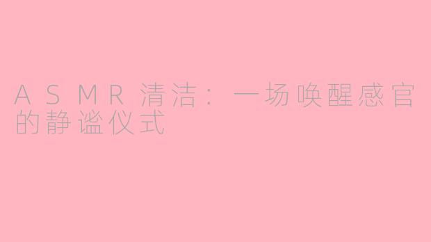 ASMR清洁：一场唤醒感官的静谧仪式