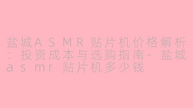 盐城ASMR贴片机价格解析：投资成本与选购指南-盐城asmr贴片机多少钱