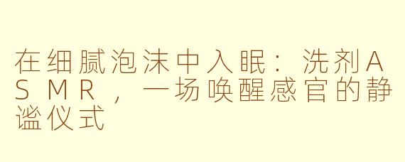 在细腻泡沫中入眠:洗剂ASMR,一场唤醒感官的静谧仪式