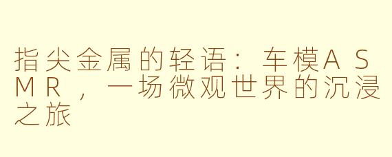 指尖金属的轻语：车模ASMR，一场微观世界的沉浸之旅