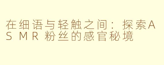 在细语与轻触之间：探索ASMR粉丝的感官秘境