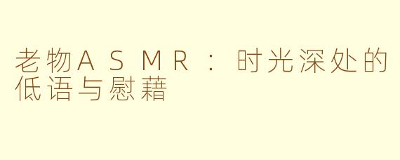 老物ASMR:时光深处的低语与慰藉