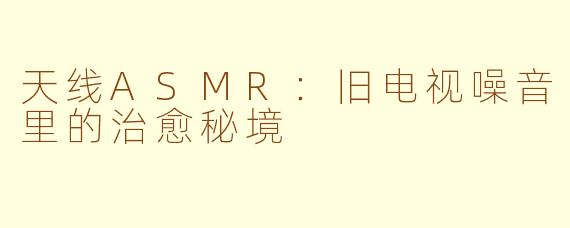 天线ASMR:旧电视噪音里的治愈秘境