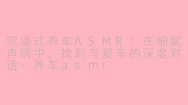 沉浸式养车ASMR:在细腻声响中,找到与爱车的深度对话-养车asmr