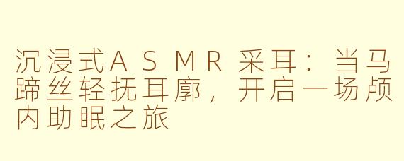 沉浸式ASMR采耳:当马蹄丝轻抚耳廓,开启一场颅内助眠之旅
