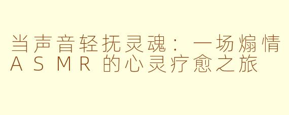 当声音轻抚灵魂:一场煽情ASMR的心灵疗愈之旅