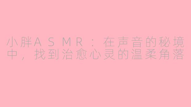 小胖ASMR:在声音的秘境中,找到治愈心灵的温柔角落