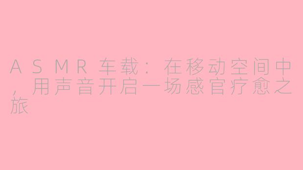 ASMR车载:在移动空间中,用声音开启一场感官疗愈之旅