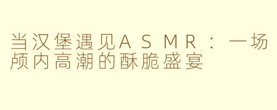当汉堡遇见ASMR:一场颅内高潮的酥脆盛宴