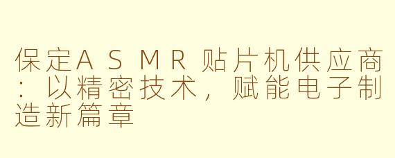 保定ASMR贴片机供应商：以精密技术，赋能电子制造新篇章