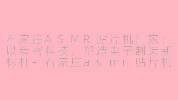 石家庄ASMR贴片机厂家:以精密科技,塑造电子制造新标杆-石家庄asmr贴片机厂家