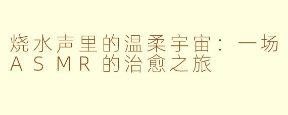 烧水声里的温柔宇宙：一场ASMR的治愈之旅