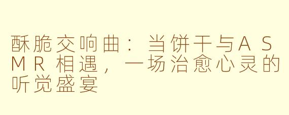 酥脆交响曲：当饼干与ASMR相遇，一场治愈心灵的听觉盛宴