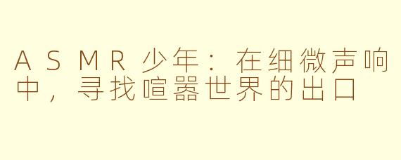 ASMR少年：在细微声响中，寻找喧嚣世界的出口