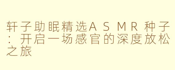 轩子助眠精选ASMR种子:开启一场感官的深度放松之旅