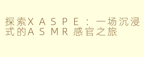 探索XASPE：一场沉浸式的ASMR感官之旅