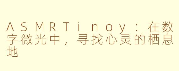 ASMRTinoy：在数字微光中，寻找心灵的栖息地