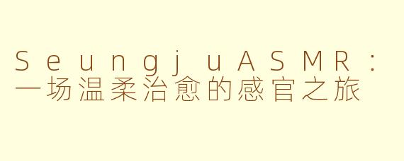 SeungjuASMR：一场温柔治愈的感官之旅