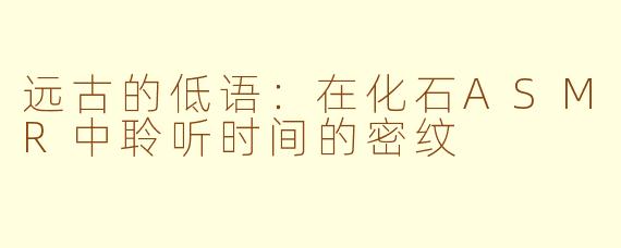 远古的低语:在化石ASMR中聆听时间的密纹