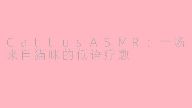 CattusASMR：一场来自猫咪的低语疗愈