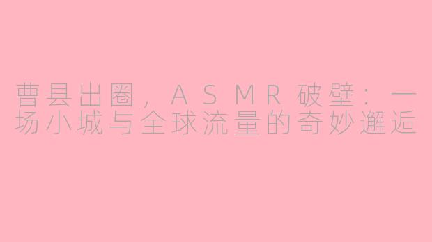 曹县出圈,ASMR破壁:一场小城与全球流量的奇妙邂逅