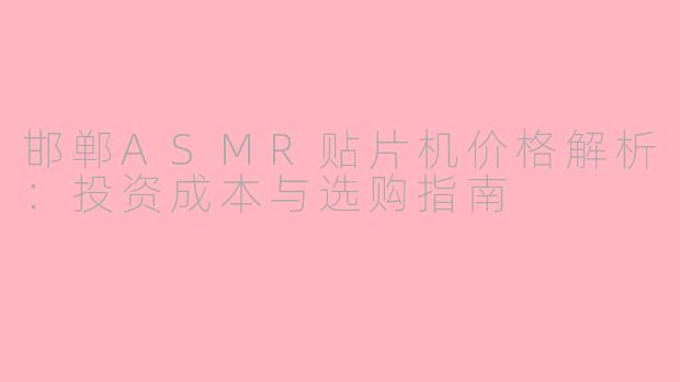 邯郸ASMR贴片机价格解析：投资成本与选购指南