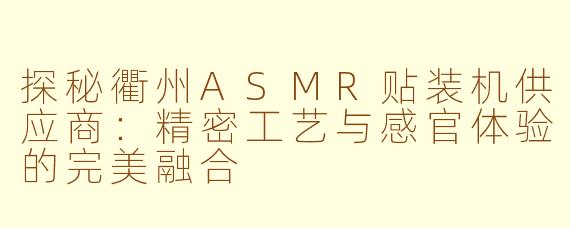探秘衢州ASMR贴装机供应商：精密工艺与感官体验的完美融合