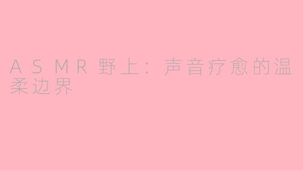 ASMR野上:声音疗愈的温柔边界