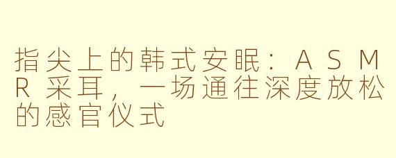 指尖上的韩式安眠:ASMR采耳,一场通往深度放松的感官仪式