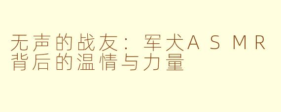 无声的战友:军犬ASMR背后的温情与力量