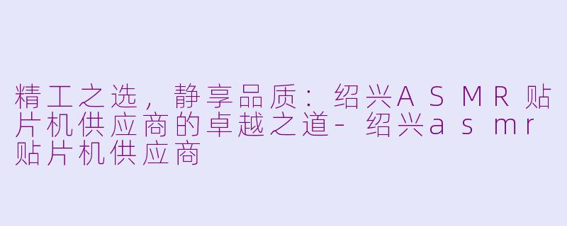 精工之选，静享品质：绍兴ASMR贴片机供应商的卓越之道-绍兴asmr贴片机供应商