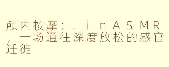 颅内按摩：.inASMR，一场通往深度放松的感官迁徙
